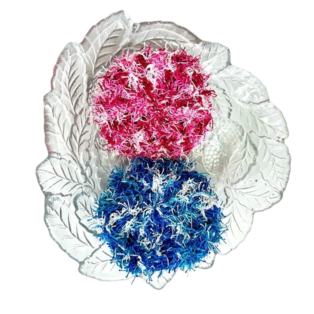 Hand Crafted Colorful Scrubbing Kitchen or Spa Pads Reusable Crocheted Polyester